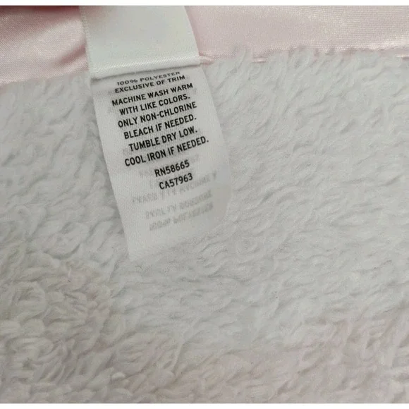 Nordstrom Baby Blanket Pink White Sheep Lamb Satin Trim Edges Lovey 28" x 38" - Picture 4 of 6